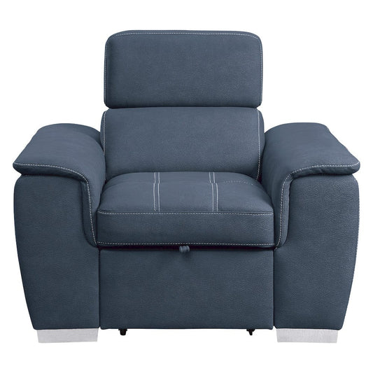 Homelegance  - Ferriday Chair W/ Pull-out Ottoman in Blue - 8228BU-1  view 1