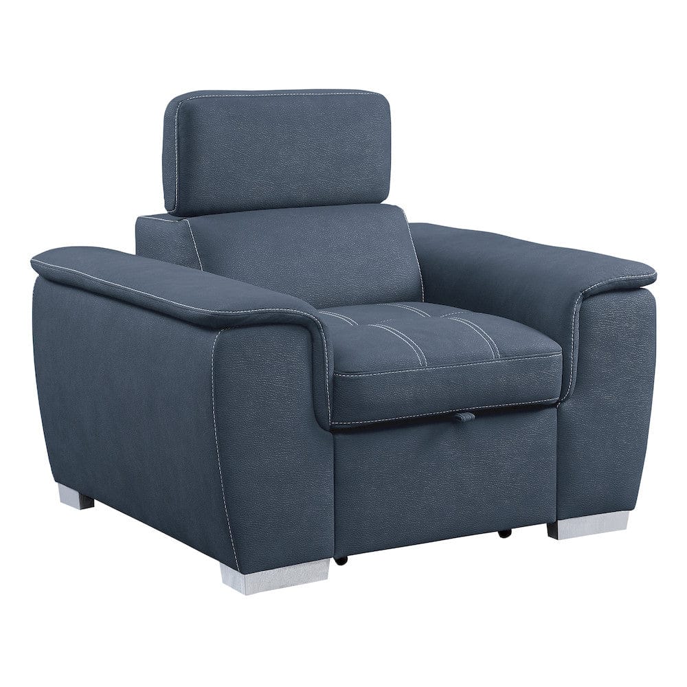 Homelegance  - Ferriday Chair W/ Pull-out Ottoman in Blue - 8228BU-1  view 2