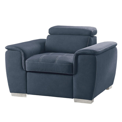 Homelegance  - Ferriday Chair W/ Pull-out Ottoman in Blue - 8228BU-1  view 4