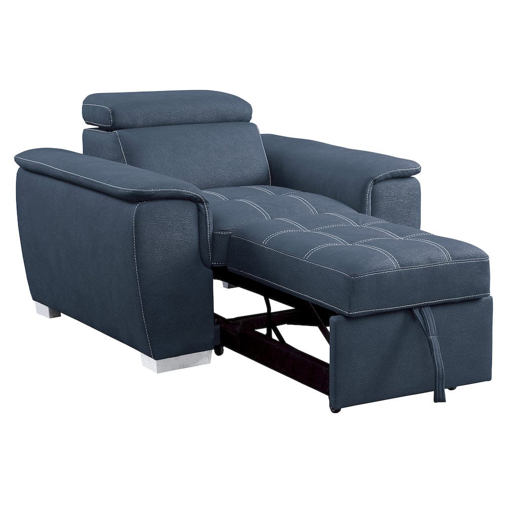 Homelegance  - Ferriday Chair W/ Pull-out Ottoman in Blue - 8228BU-1  view 5