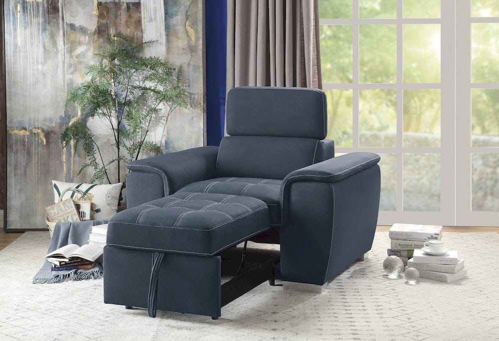 Homelegance  - Ferriday Chair W/ Pull-out Ottoman in Blue - 8228BU-1  view 7