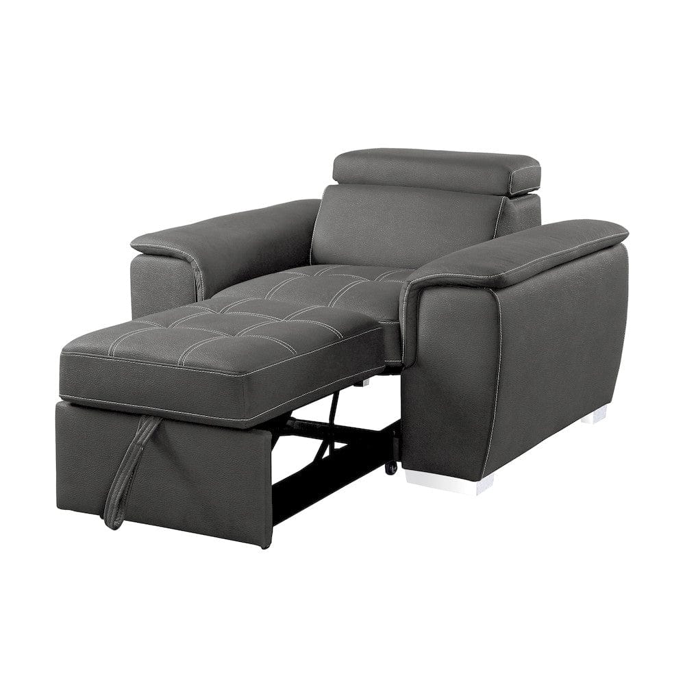 Homelegance  - Ferriday Chair W/ Pull-out Ottoman in Gray - 8228GY-1  view 4