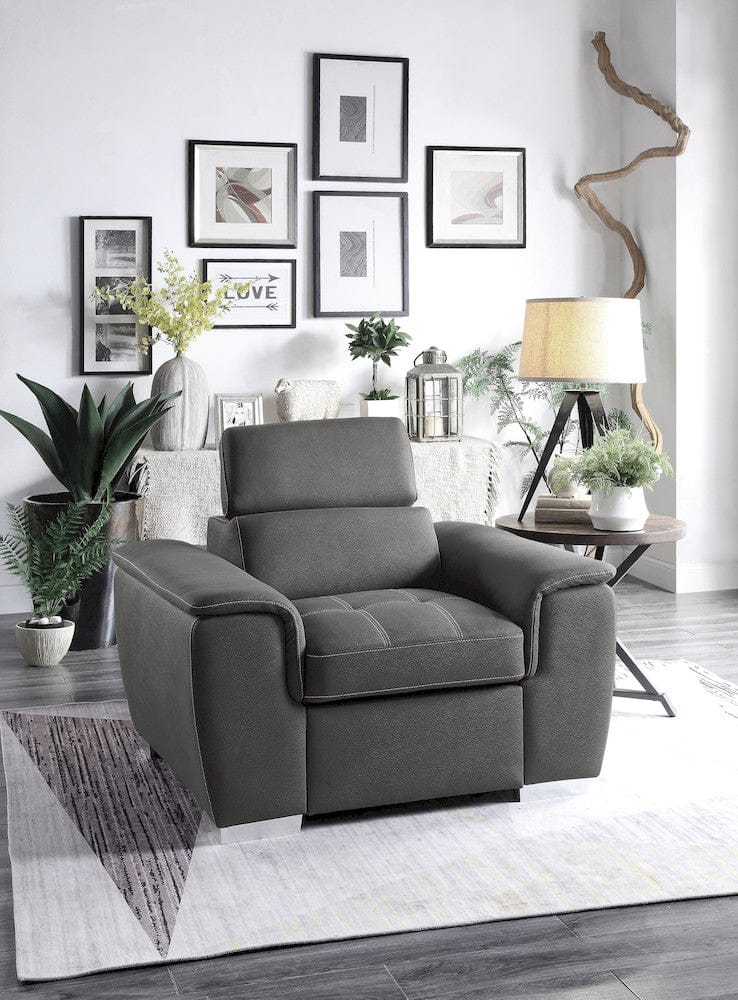 Homelegance  - Ferriday Chair W/ Pull-out Ottoman in Gray - 8228GY-1  view 5