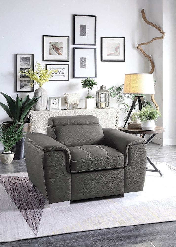 Homelegance  - Ferriday Chair W/ Pull-out Ottoman in Gray - 8228GY-1  view 6