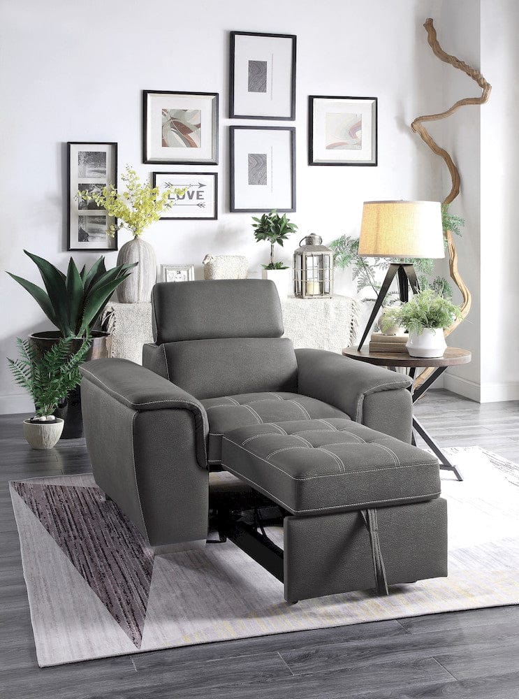 Homelegance  - Ferriday Chair W/ Pull-out Ottoman in Gray - 8228GY-1  view 7