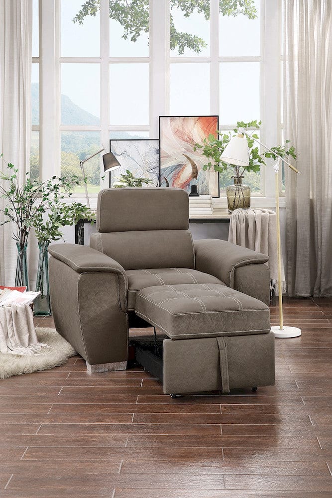 Homelegance  - Ferriday Chair W/ Pull-out Ottoman in Taupe - 8228TP-1  view 6