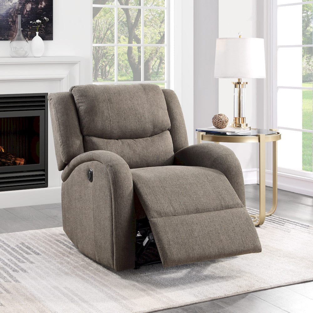 Homelegance  - Foxcroft Power Reclining Chair in Brown - 9316BR-1PW  view 6