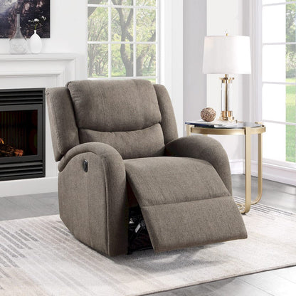 Homelegance  - Foxcroft Power Reclining Chair in Brown - 9316BR-1PW  view 6