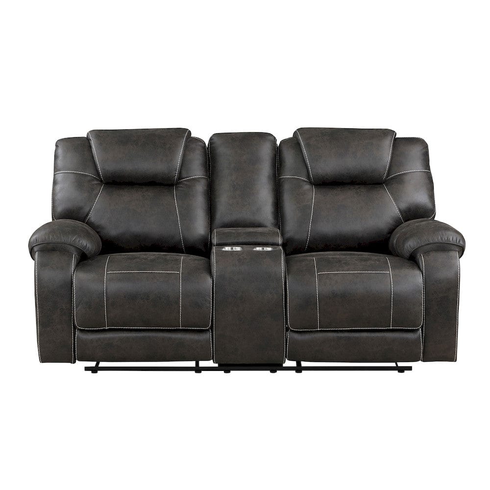 Homelegance  - Gainesville Double Reclining Love Seat W/ Center Console in Chocolate - 8560PM-2  view 1