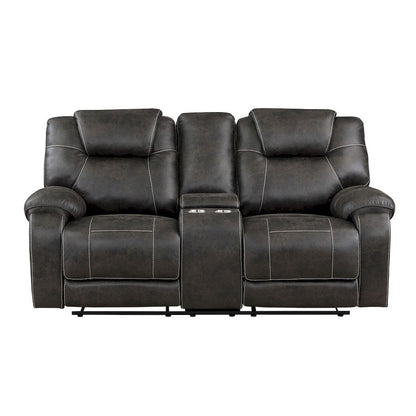 Homelegance  - Gainesville Double Reclining Love Seat W/ Center Console in Chocolate - 8560PM-2  view 1