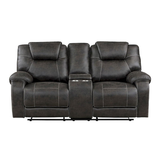 Homelegance  - Gainesville Double Reclining Love Seat W/ Center Console in Chocolate - 8560PM-2  view 1