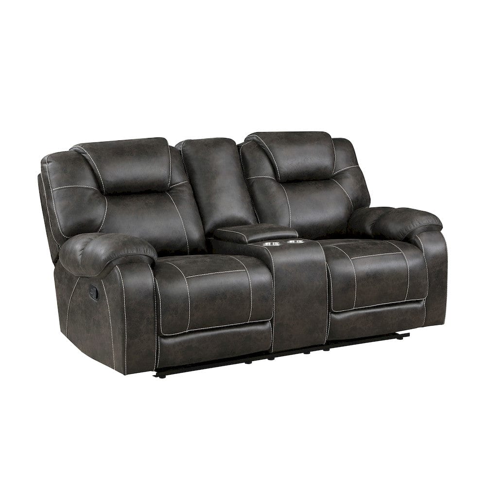 Homelegance  - Gainesville Double Reclining Love Seat W/ Center Console in Chocolate - 8560PM-2  view 2