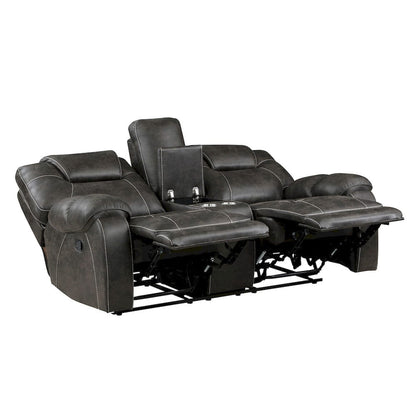 Homelegance  - Gainesville Double Reclining Love Seat W/ Center Console in Chocolate - 8560PM-2  view 4