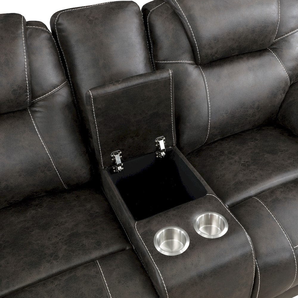 Homelegance  - Gainesville Double Reclining Love Seat W/ Center Console in Chocolate - 8560PM-2  view 10