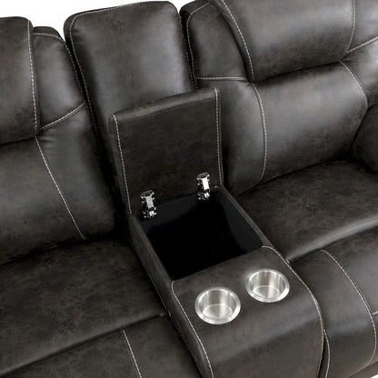 Homelegance  - Gainesville Double Reclining Love Seat W/ Center Console in Chocolate - 8560PM-2  view 10