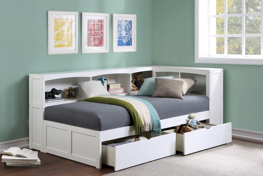 Homelegance  - Galen Twin Bookcase Corner Platform Bed W/ Storage Boxes - B2053BCW-1BCTx  view 9