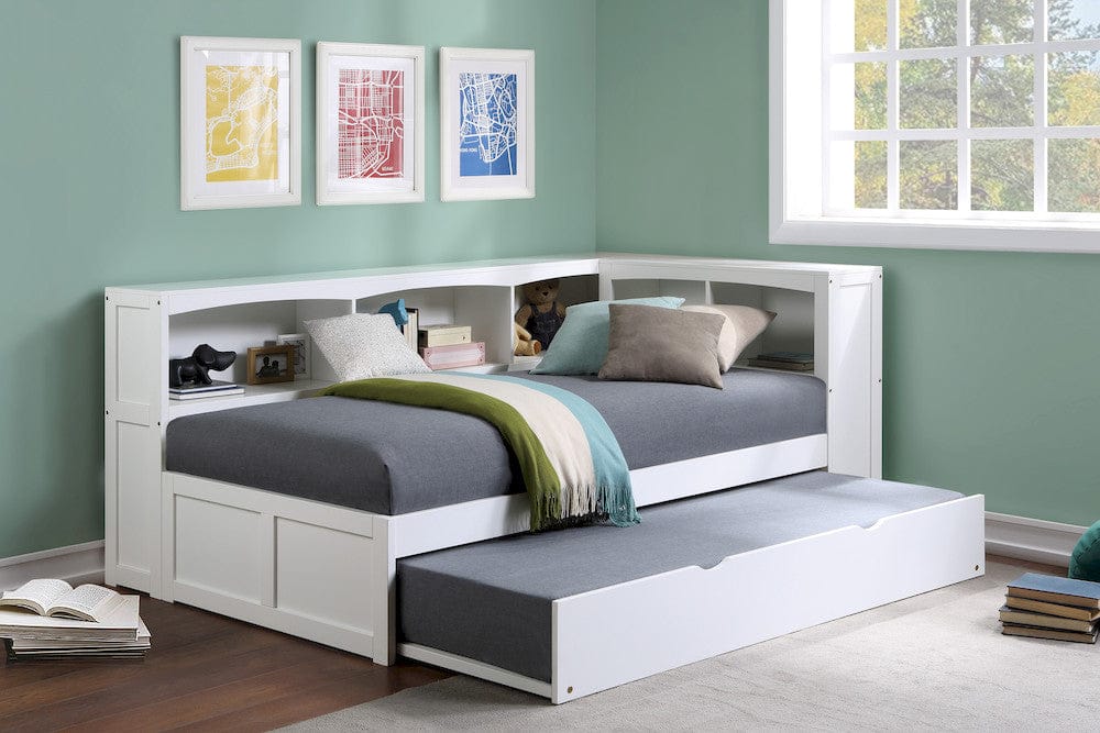 Homelegance  - Galen Twin Bookcase Corner Platform Bed W/ Twin Trundle - B2053BCW-1BCRx  view 3