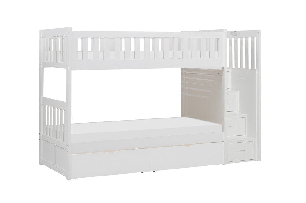 Homelegance  - Galen Twin/Twin Step Bunk Bed W/ Storage Boxes - B2053SBW-1xT  view 3