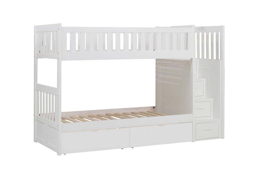 Homelegance  - Galen Twin/Twin Step Bunk Bed W/ Storage Boxes - B2053SBW-1xT  view 5