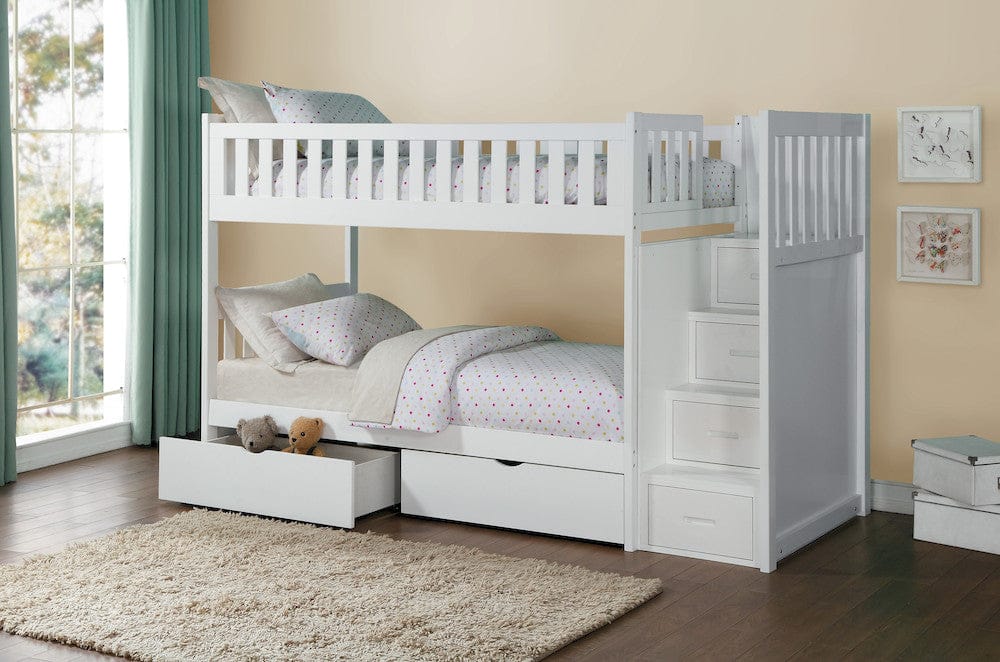 Homelegance  - Galen Twin/Twin Step Bunk Bed W/ Storage Boxes - B2053SBW-1xT  view 11