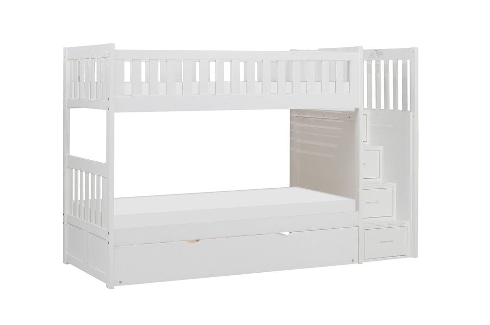 Homelegance  - Galen Twin/Twin Step Bunk Bed W/ Twin Trundle - B2053SBW-1xR  view 1