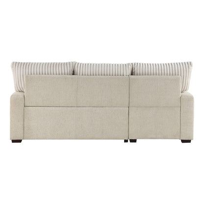 Homelegance  - Gallatin 2-Piece Sectional W/ Left Chaise and Drop-Down Cup holders, Storage Pouch, Pull-out Bed and Hidden Storage in Beige & light gray - 9605BEx2LCRL  view 02