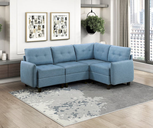 Homelegance  - Garren 4-Piece Sectional W/ Storage in Blue - 9557BUEx4SC  view 2