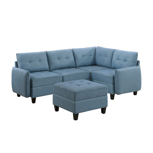 Homelegance  - Garren 5-Piece Sectional W/ Storage and Ottoman in Blue - 9557BUEx5SCOT  view 1