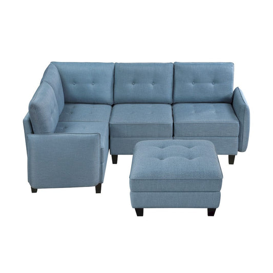 Homelegance  - Garren 5-Piece Sectional W/ Storage and Ottoman in Blue - 9557BUEx5SCOT  view 2