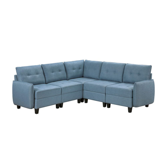 Homelegance  - Garren 5-Piece Sectional W/ Storage in Blue - 9557BUEx5SC  view 1