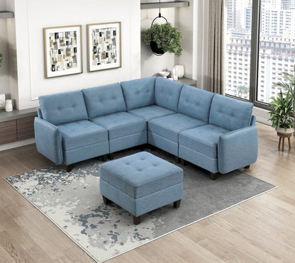 Homelegance  - Garren 6-Piece Sectional W/ Storage and Ottoman in Blue - 9557BUEx6SCOT  view 1