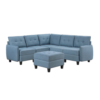 Homelegance  - Garren 6-Piece Sectional W/ Storage and Ottoman in Blue - 9557BUEx6SCOT  view 10