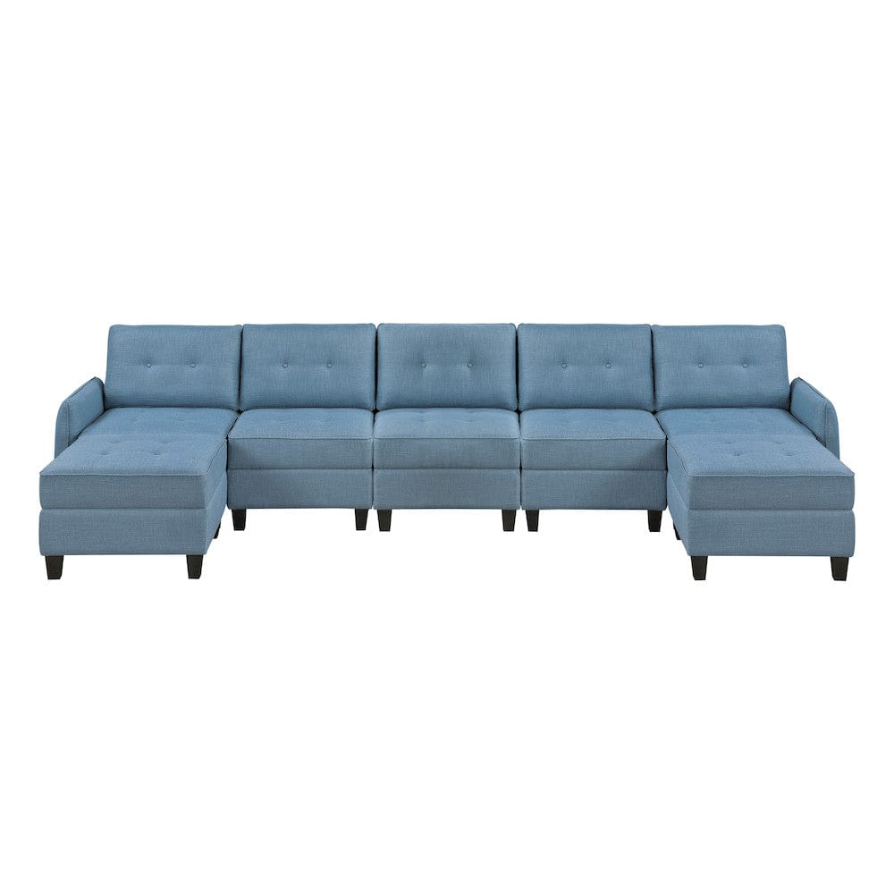 Homelegance  - Garren 7-Piece Sectional W/ Storage and Two Ottomans in Blue - 9557BUEx7SC2OT  view 1