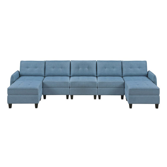 Homelegance  - Garren 7-Piece Sectional W/ Storage and Two Ottomans in Blue - 9557BUEx7SC2OT  view 1