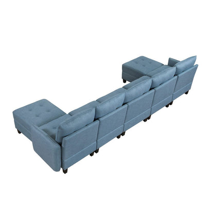 Homelegance  - Garren 7-Piece Sectional W/ Storage and Two Ottomans in Blue - 9557BUEx7SC2OT  view 2