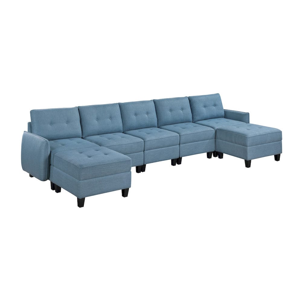 Homelegance  - Garren 7-Piece Sectional W/ Storage and Two Ottomans in Blue - 9557BUEx7SC2OT  view 4