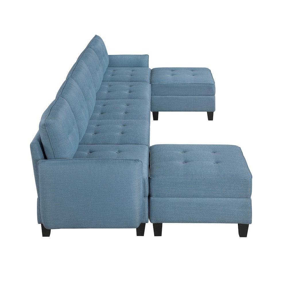 Homelegance  - Garren 7-Piece Sectional W/ Storage and Two Ottomans in Blue - 9557BUEx7SC2OT  view 5