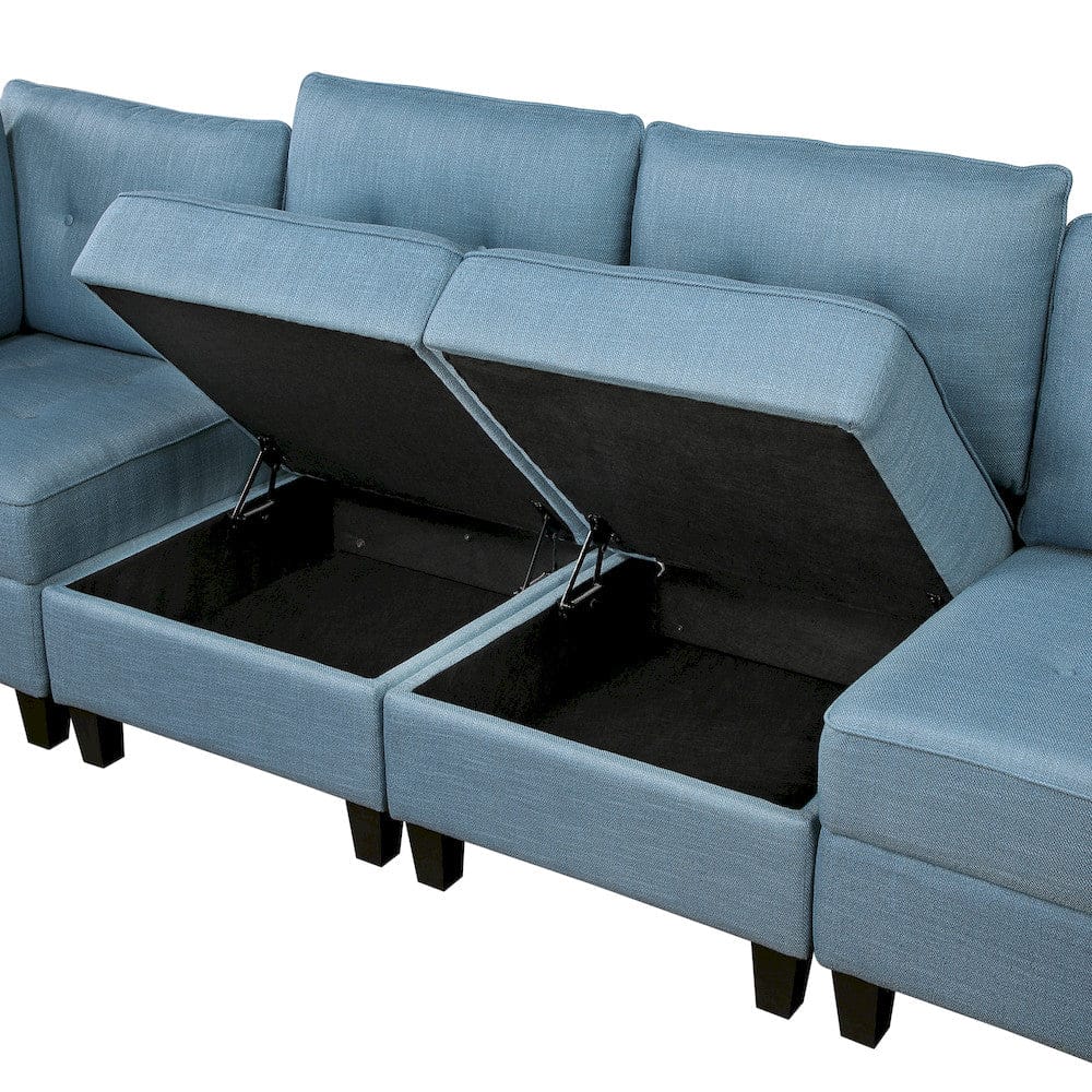 Homelegance  - Garren 7-Piece Sectional W/ Storage in Blue - 9557BUEx7SC  view 6