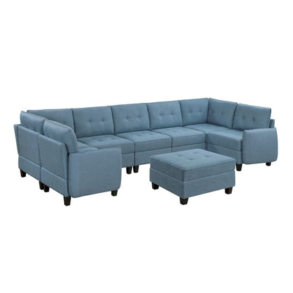 Homelegance  - Garren 8-Piece Sectional W/ Storage and Ottoman in Blue - 9557BUEx8SCOT  view 8