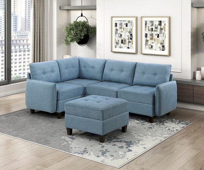 Homelegance  - Garren Armless Chair W/ Storage in Blue - 9557BUE-AC  view 5
