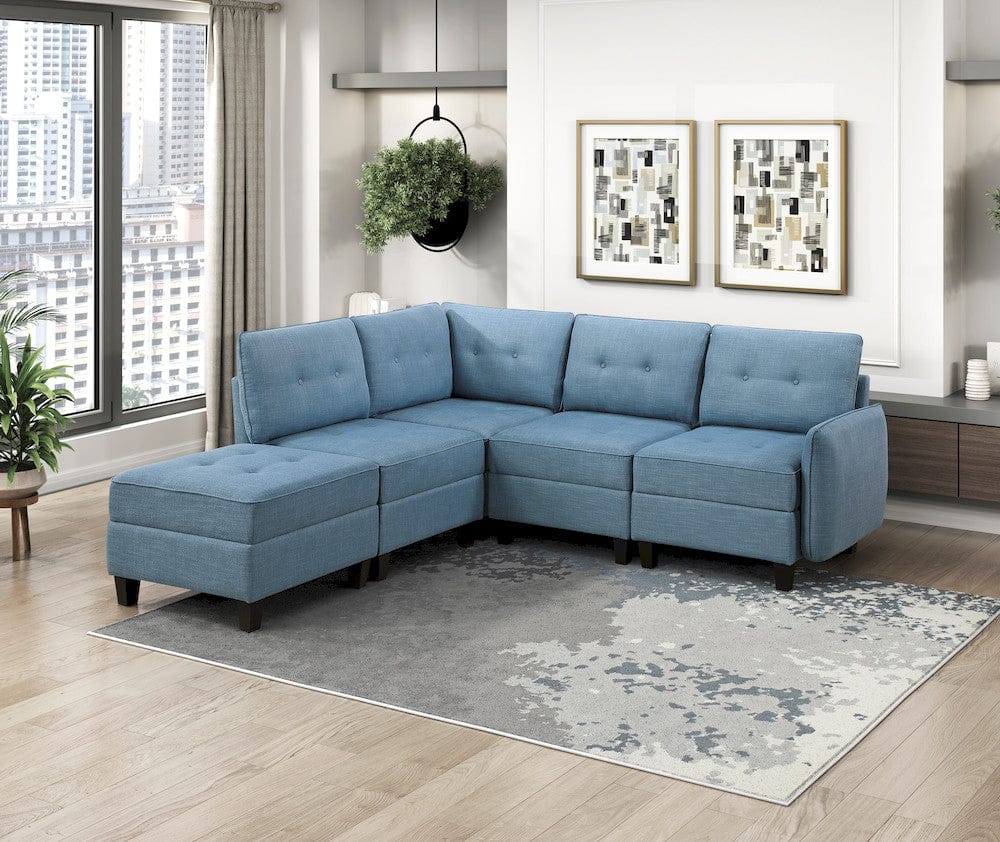 Homelegance  - Garren Armless Chair W/ Storage in Blue - 9557BUE-AC  view 7