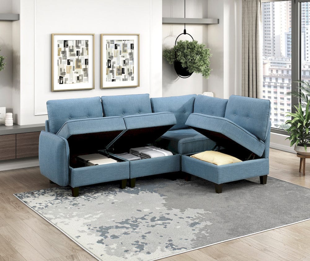 Homelegance  - Garren Armless Chair W/ Storage in Blue - 9557BUE-AC  view 12