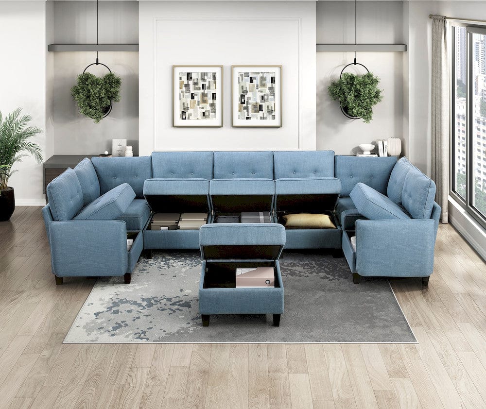Homelegance  - Garren Corner Seat W/ Storage in Blue - 9557BUE-CR  view 9