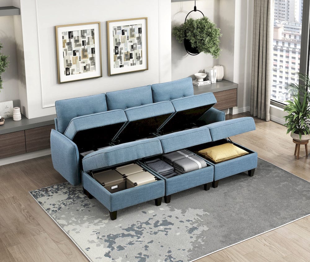 Homelegance  - Garren Ottoman W/ Storage in Blue - 9557BUE-4  view 7