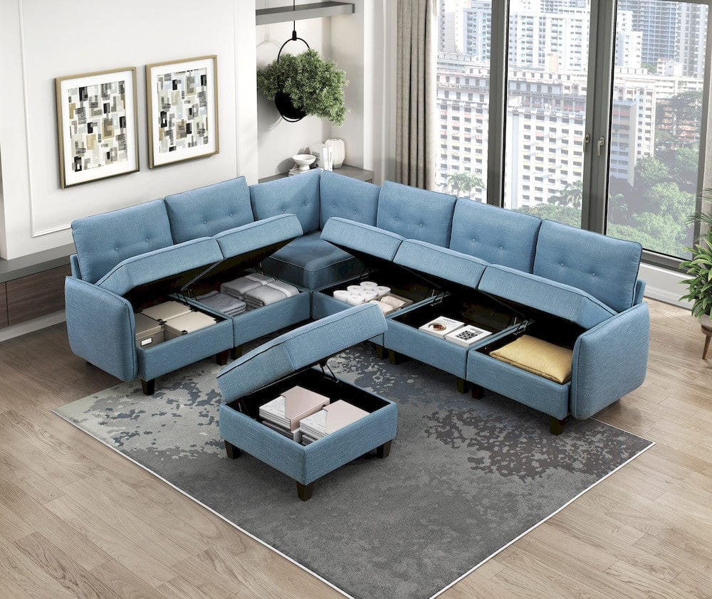Homelegance  - Garren Ottoman W/ Storage in Blue - 9557BUE-4  view 10