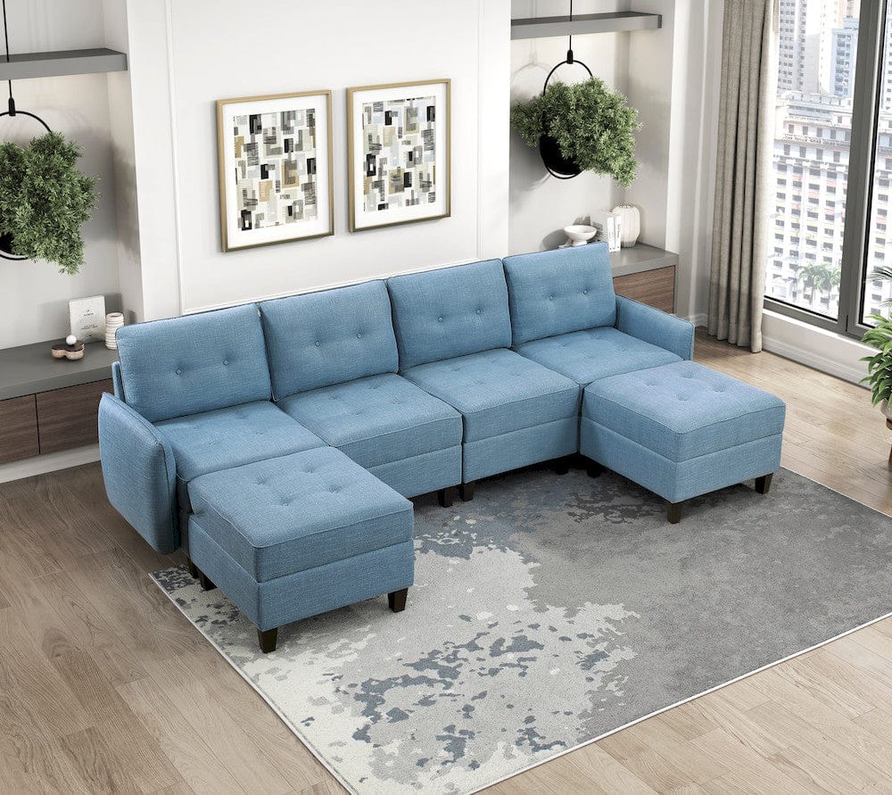 Homelegance  - Garren Reversible Chair W/ One Arm and Storage in Blue - 9557BUE-C1A  view 6