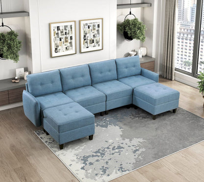 Homelegance  - Garren Reversible Chair W/ One Arm and Storage in Blue - 9557BUE-C1A  view 6