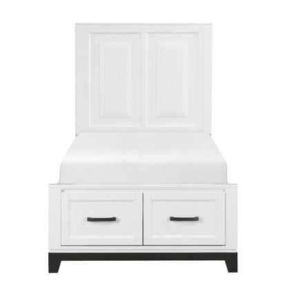 Homelegance  - Garretson Twin Platform Bed W/ Footboard Storage - 1450WHT-1x  view 1