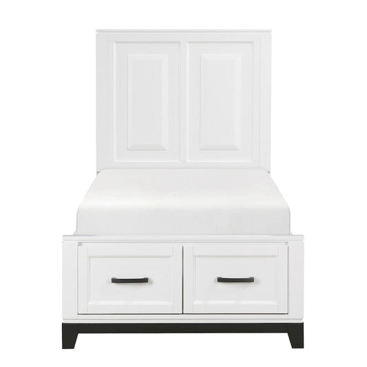 Homelegance  - Garretson Twin Platform Bed W/ Footboard Storage - 1450WHT-1x  view 1