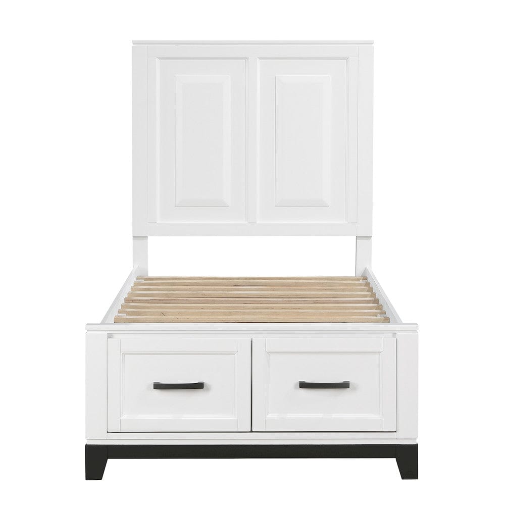 Homelegance  - Garretson Twin Platform Bed W/ Footboard Storage - 1450WHT-1x  view 2
